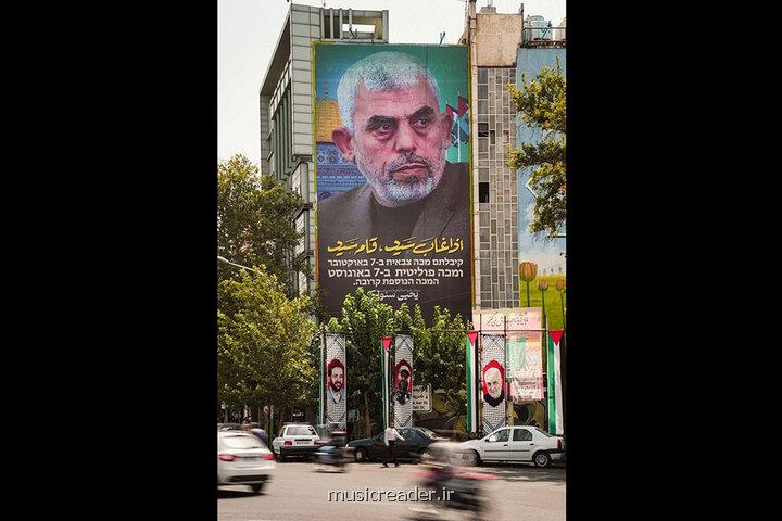 یحیی سنوار تازه ترین تصویر دیوارنگاره میدان فلسطین شد